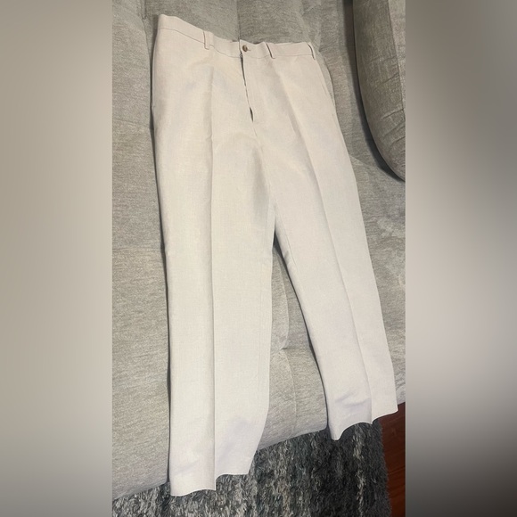Perry Ellis PVL Texture 2Pcs Suit Jacket/Pants In Natural Linen Size 44R & 34/29 - Picture 12 of 16
